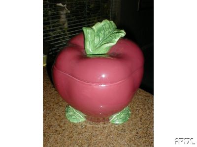 LARGE RED APPLE COOKIE JAR 